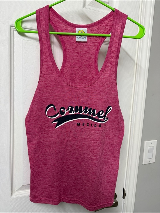 Ultramar Tops - Pink Racerback Tank Top - Cozumel Mexico Graphic
